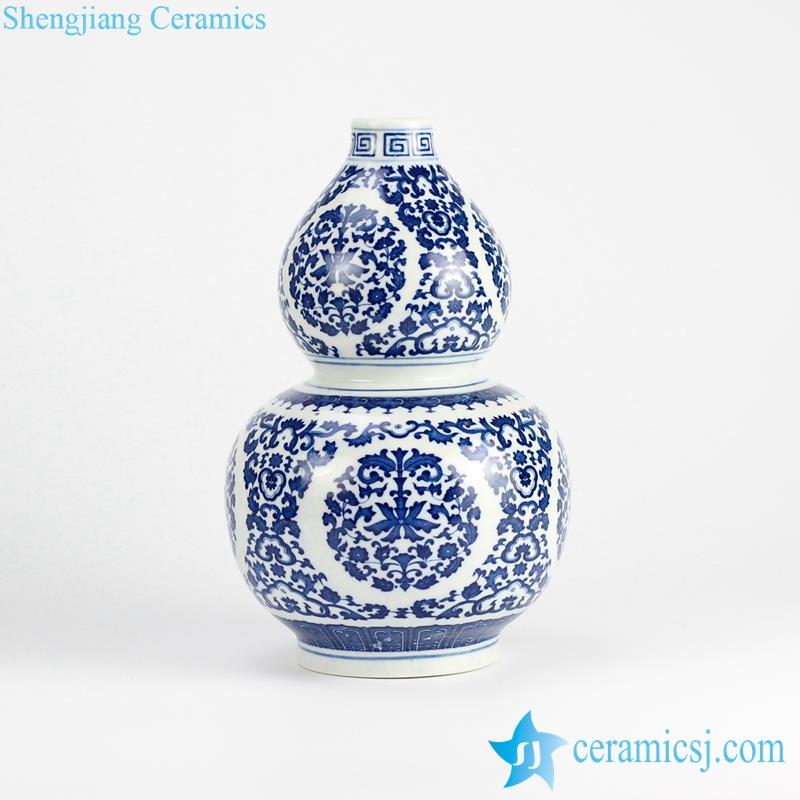  cucurbit shape blue and white flower  porcelain  vase