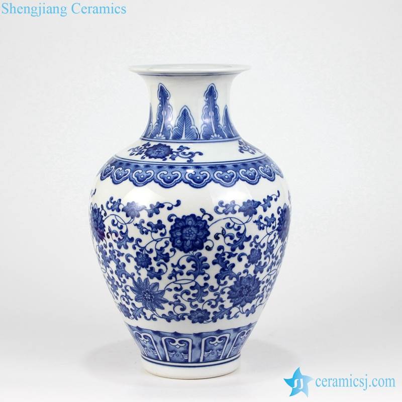 blue foliate pattern  vase