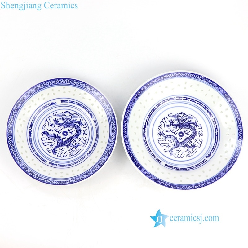 carved rice hole porcelain plate