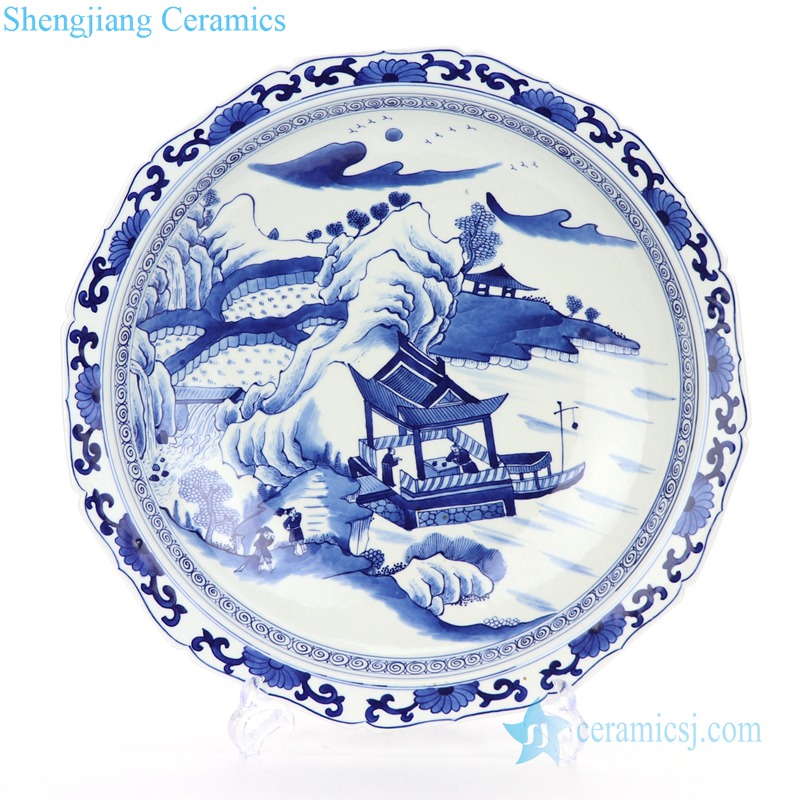 decorative blue and white ceramic  plate