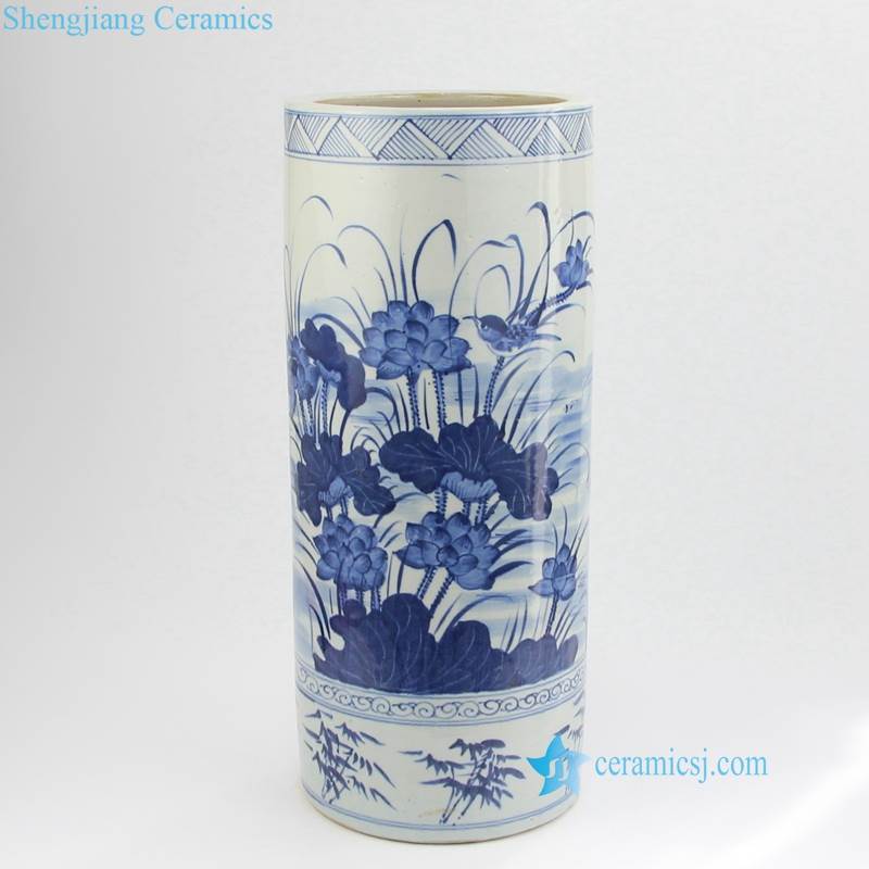 lotus bamboo kingfisher pattern porcelain vase