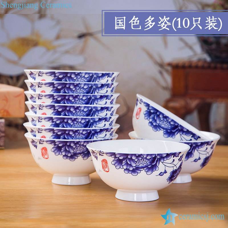  flower pattern blue and white ceramic bowls