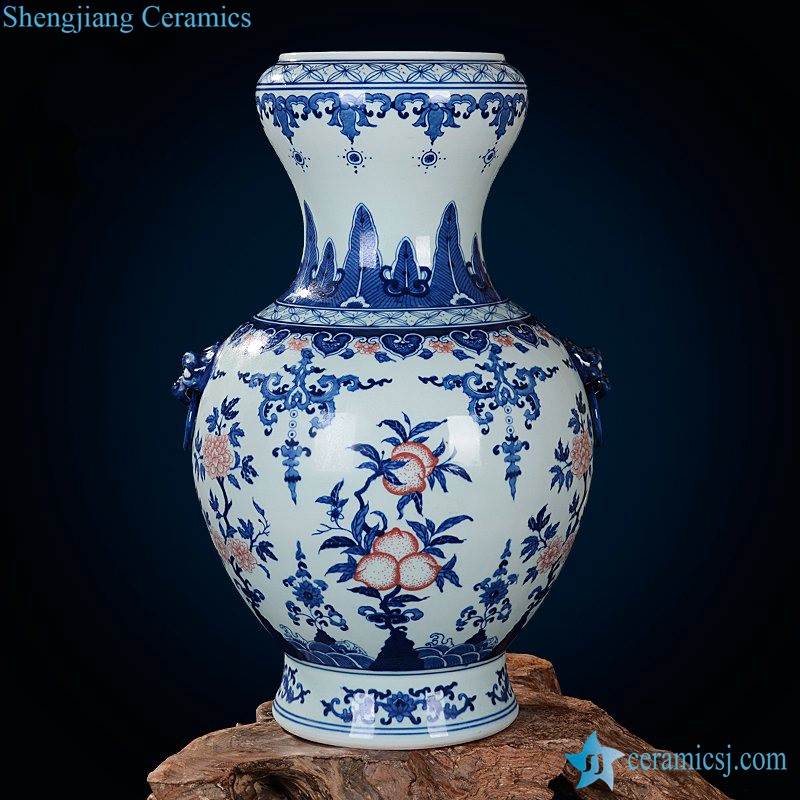  blue and white plump shape enamel vase
