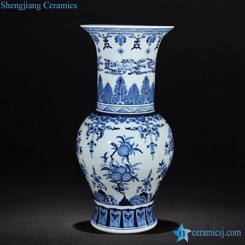Blue and white Asian style collectible ceramic  vase for decoration