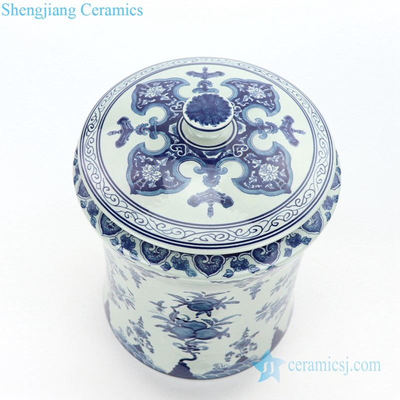 slippy ceramic tea jar with flower pattern 