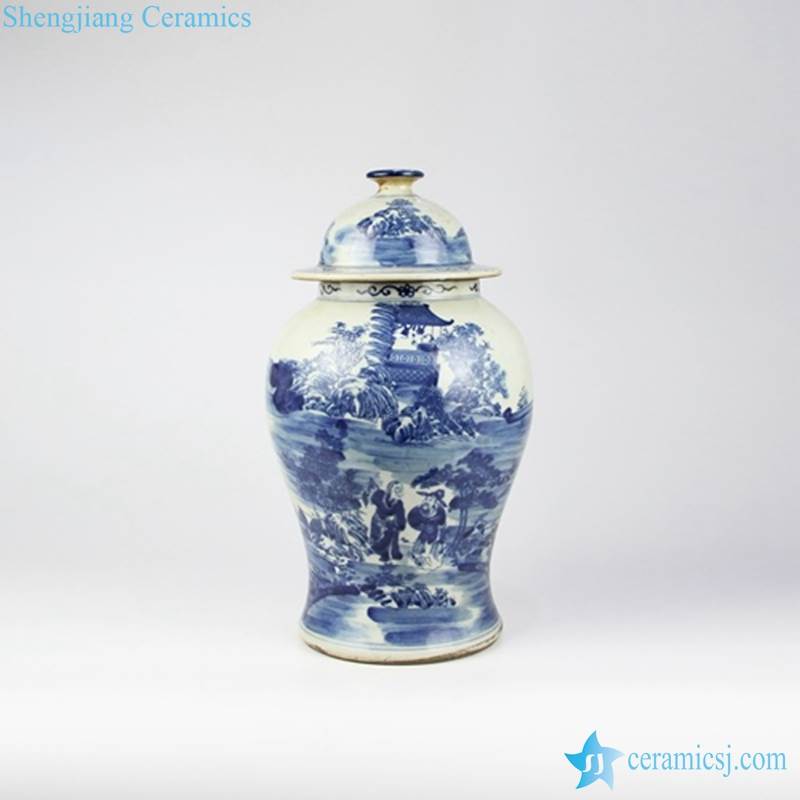 blue and white  handmade porcelain jar