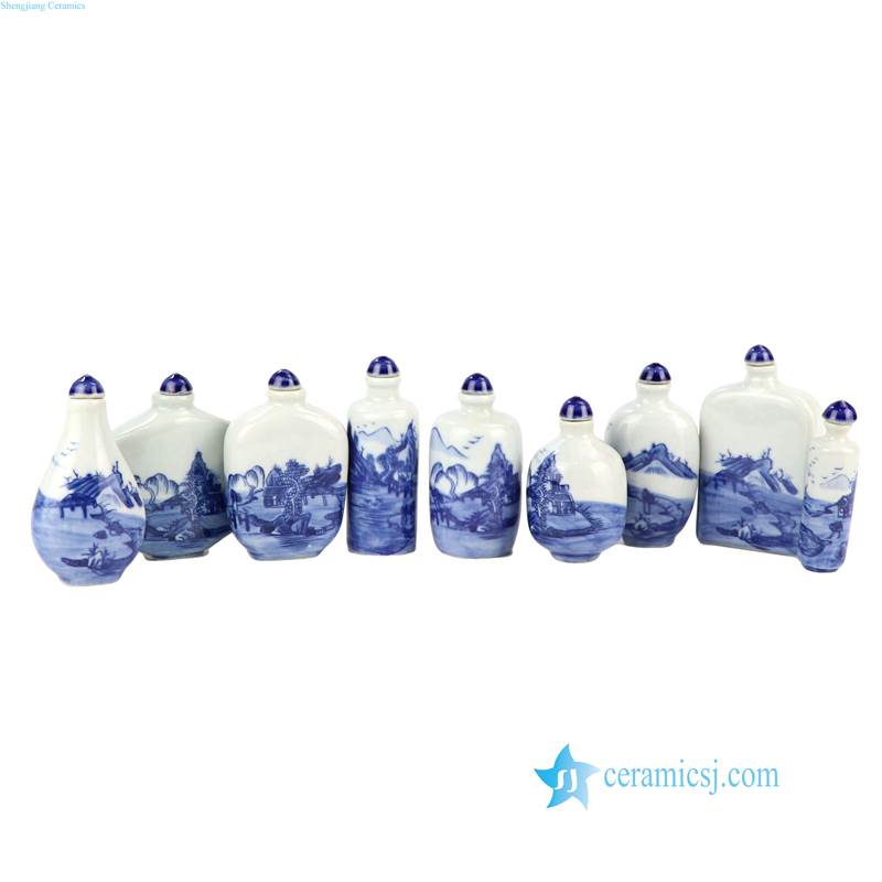 blue and white porcelain  snuff bottle