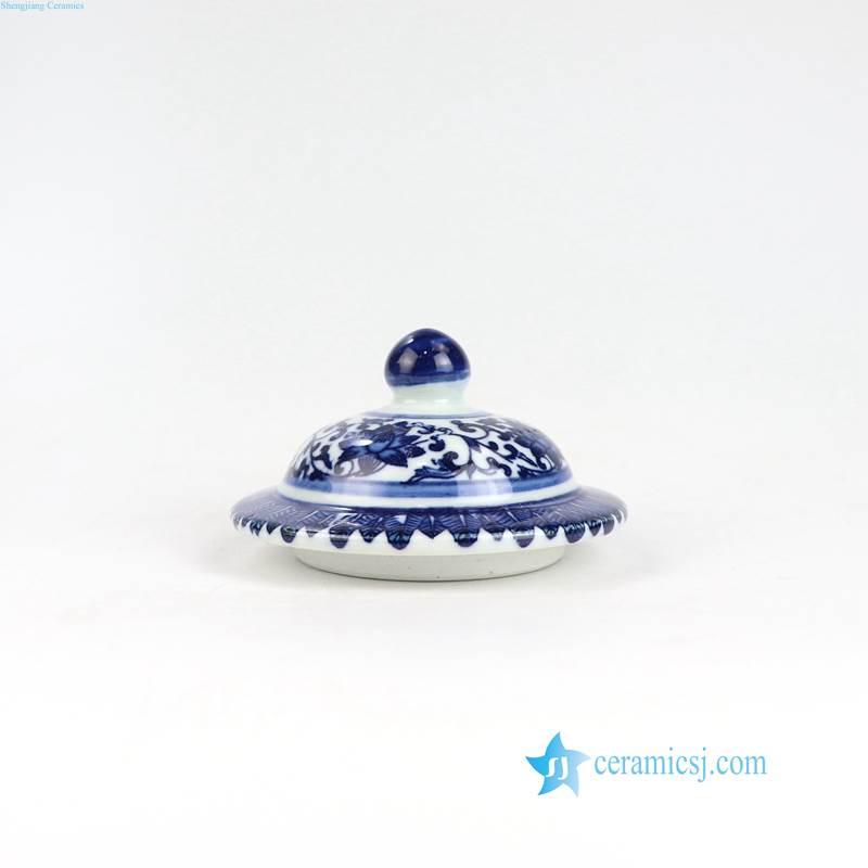 Asian blue and white flower lid
