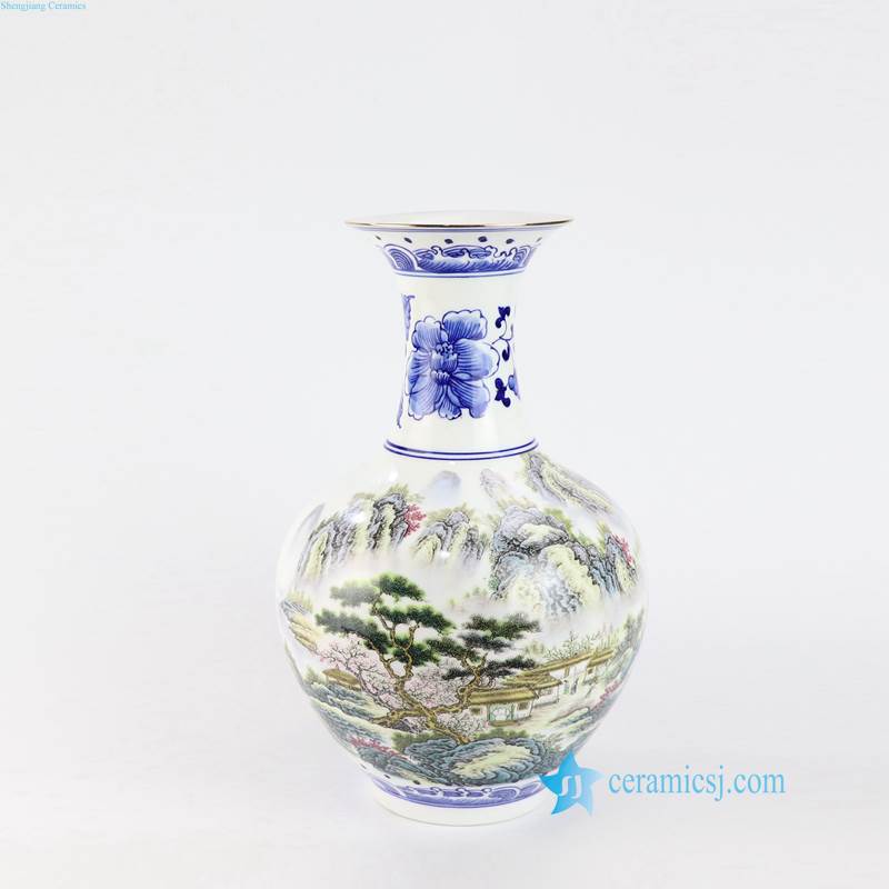pine flower and bird pattern ceramic vase
