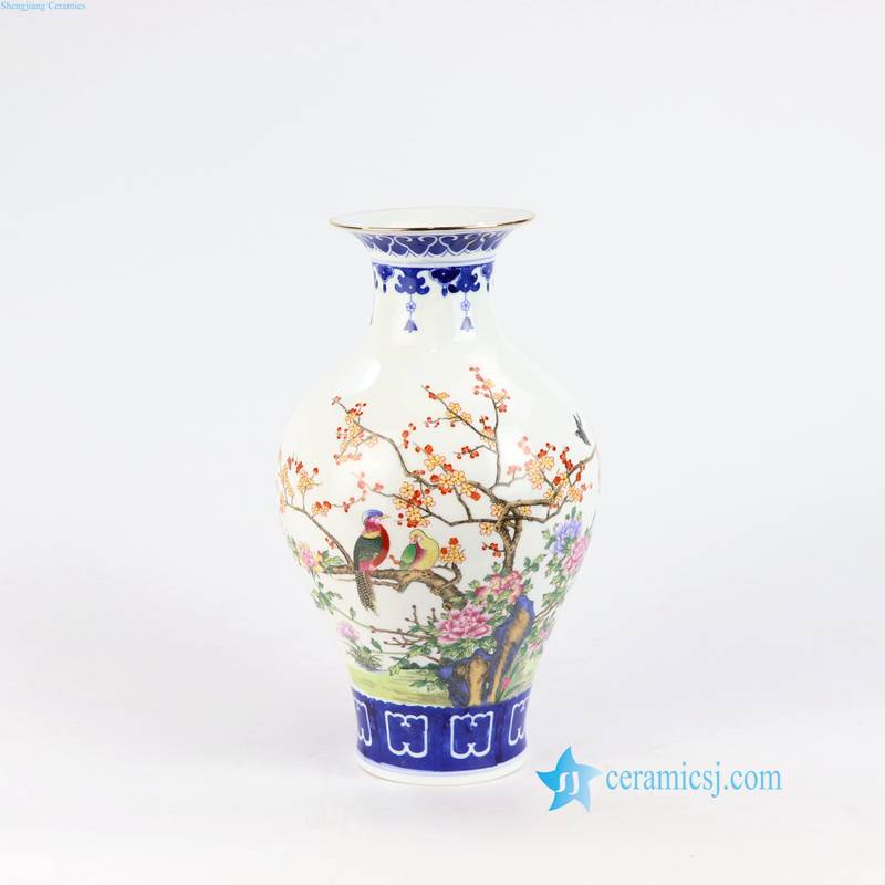 blue and white bird pattern vase 