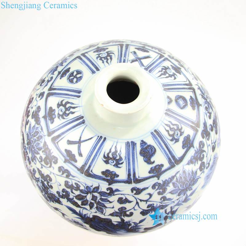xiaohe chasing hanxin under moonlight small-mouth ceramic vase