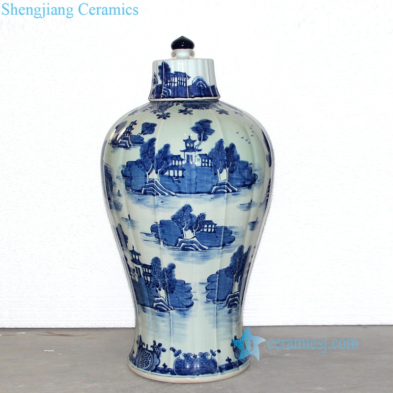 Chinese water town  pattern porcelain jar