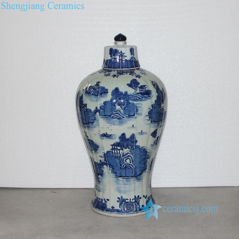 Chinese water town pattern porcelain jar