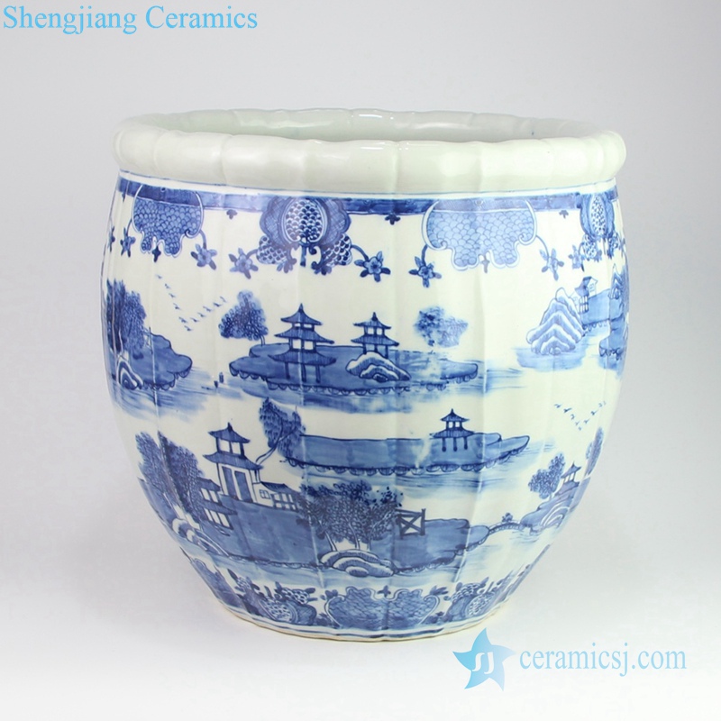 Chinese reigon with river  ceramic pot