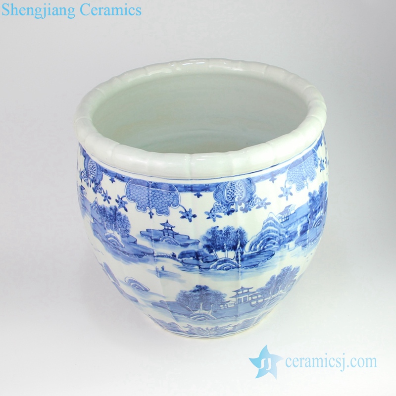 Chinese reigon with river  porcelain pot