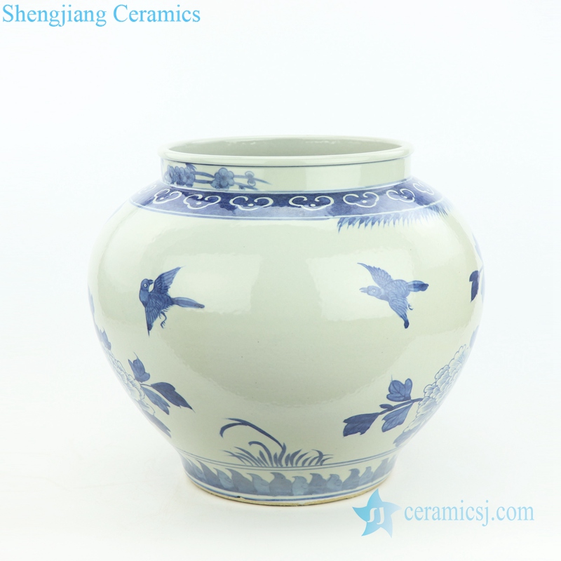 peony and bird pattern light porcelain vase