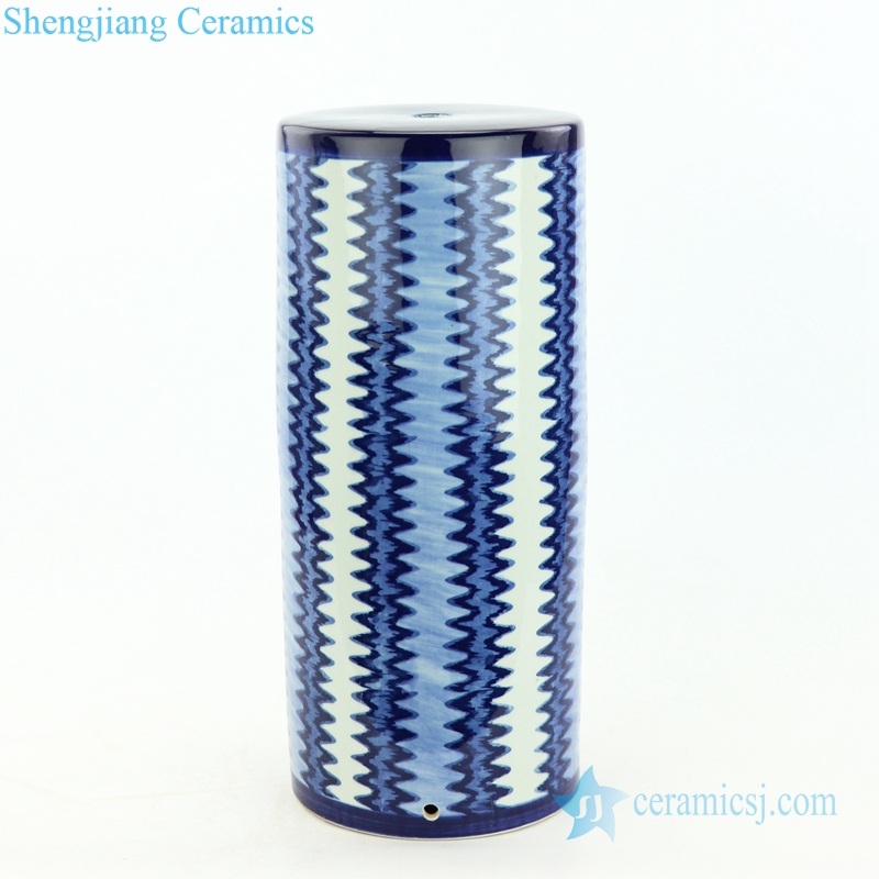  blue and white zigzag strip ceramic lamp