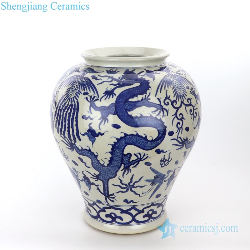 manual ceramic jar with dragon pattern