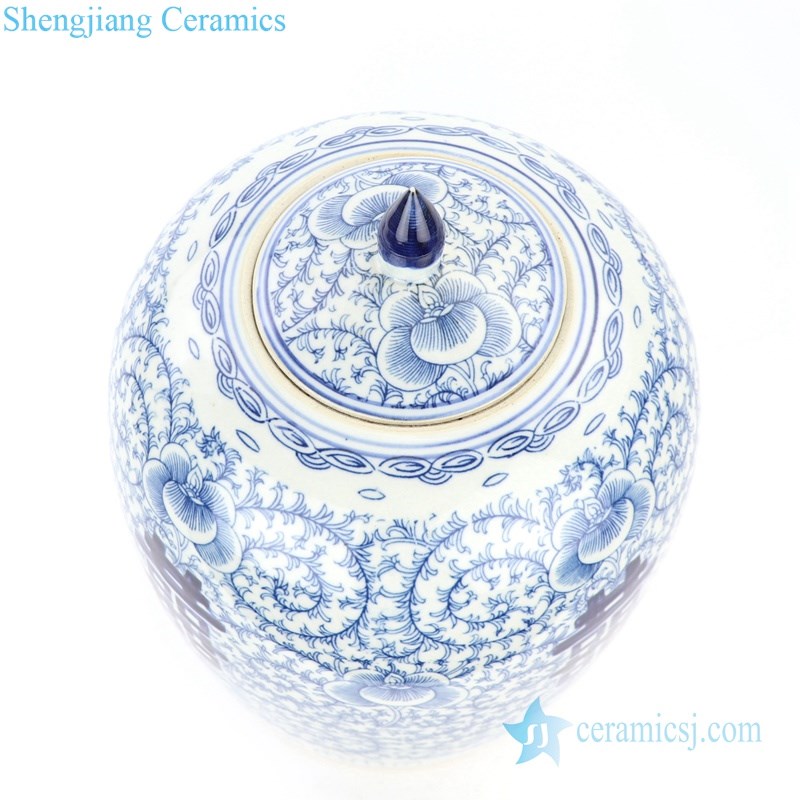 Vertical view of ceramic jar