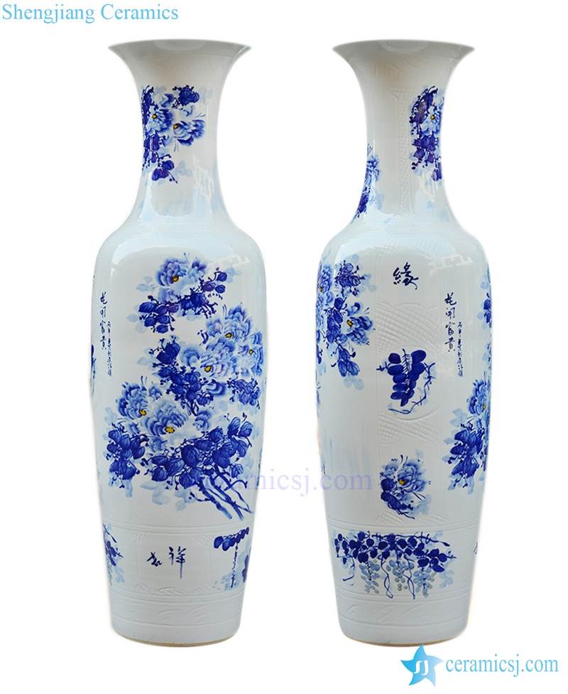  China tall blue and white porcelain vase 