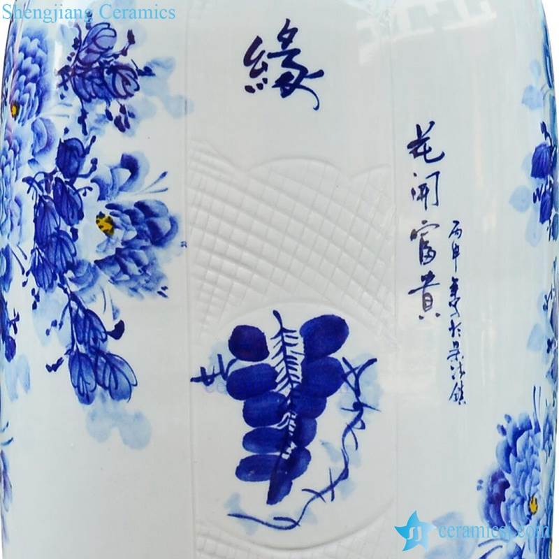 Details of  blue and white ceramic vase 