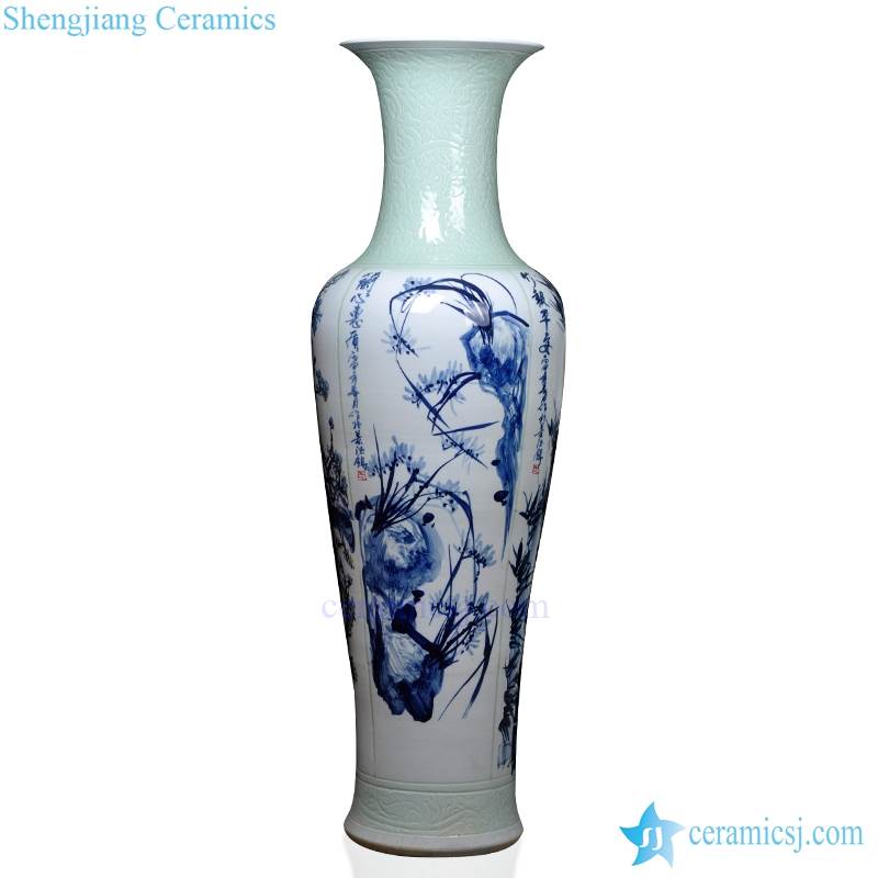 Tall flower pattern ceramic vase