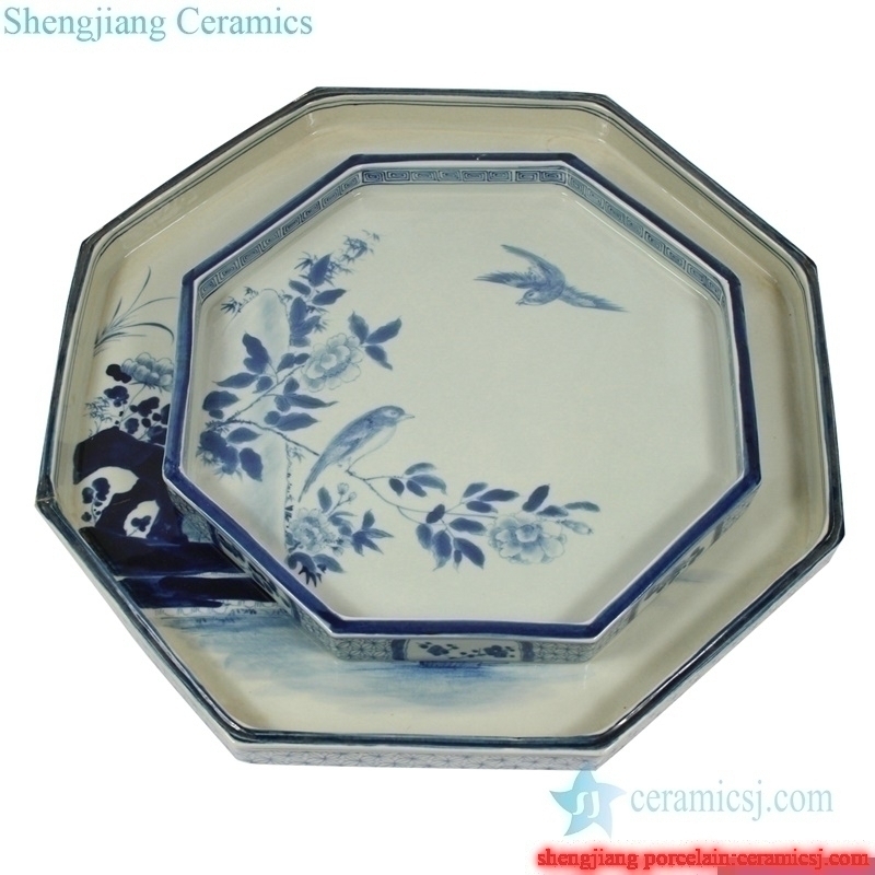  China octagon porcelain plate with fish pattern 